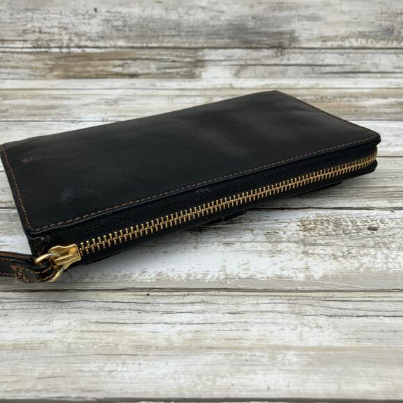 Vera Bradley Wallet Wristlet Black Leather Clutch Zip Minimalist Preppy Casual - Picture 5 of 13